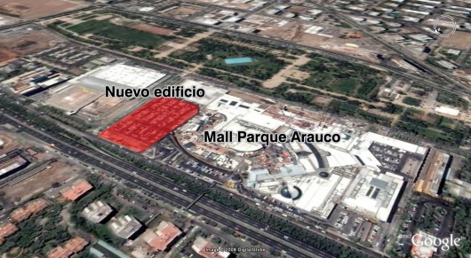 Infografía terreno nuevo rascacielo Parque Arauco