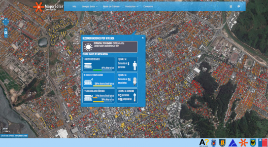 Vivienda con Potencial Solar Alto, Mapa Solar Concepción. 
