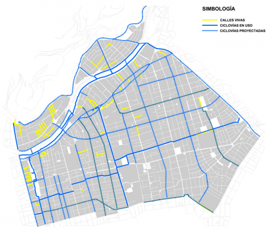 Plan de Movilidad Sustentable de Providencia. Calles vivas, ciclovías en uso y proyectadas. Cortesía Municipalidad de Providencia.