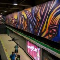 Mural Vida y Trabajo Metro Parque Bustamante Alejandro Mono Gonzalez Andrea Manuschevich para Plataforma Urbana 5