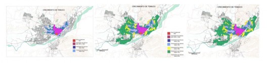 Estudio detallado del crecimiento urbano: 1943, 1975 y 1992. Image © Vía Dirección de Planificación, Municipalidad de Temuco