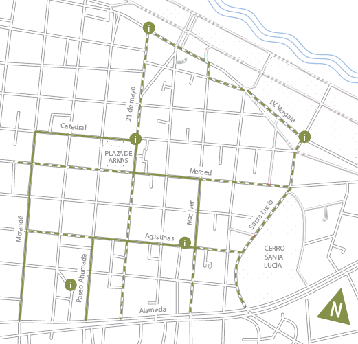 Mapa Plan Camina Santiago. Fuente: Sitio de la campaña Mira tu Entorno.