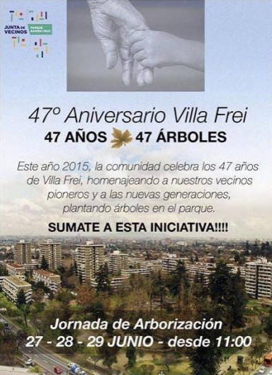 flyer jornada de arborizacion 47 aniversario villa frei zona tipica
