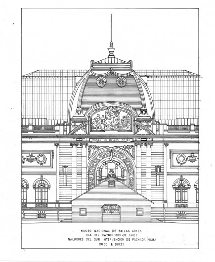 Elevación principal. Imagen cortesía de Héctor Ducci y Nicolás Ducci, vía Plataforma Arquitectura.