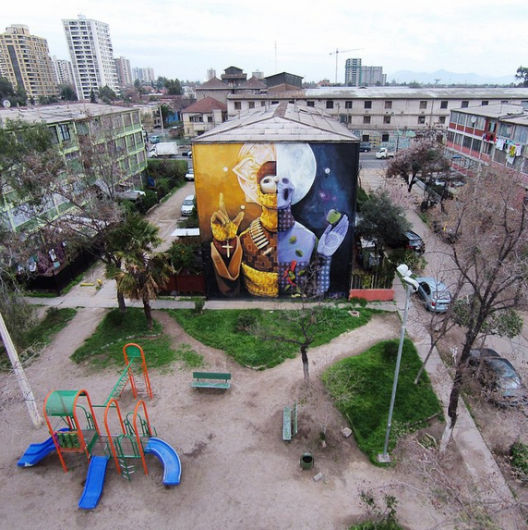 Mural Resignacion por e muralista chileno INTI Cortesia Fotos Aereas
