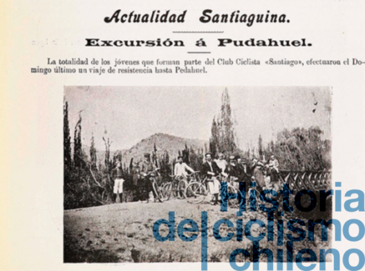 Club Ciclista de Santiago en una excursion a Pudahuel, 1904. Cortesía "Historia del Ciclismo Chileno".
