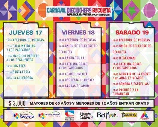programa carnaval dieciochero 2015 recoleta