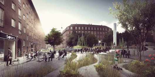 Propuesta para la Plaza Tåsinge en San Kjeld, Copenhague. © Tredje Natur . Vía Archdaily.