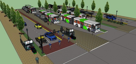 Propuesta para el corredor BRT del eje Alameda-Providencia en Santiago de Chile. © Universidad de los Andes